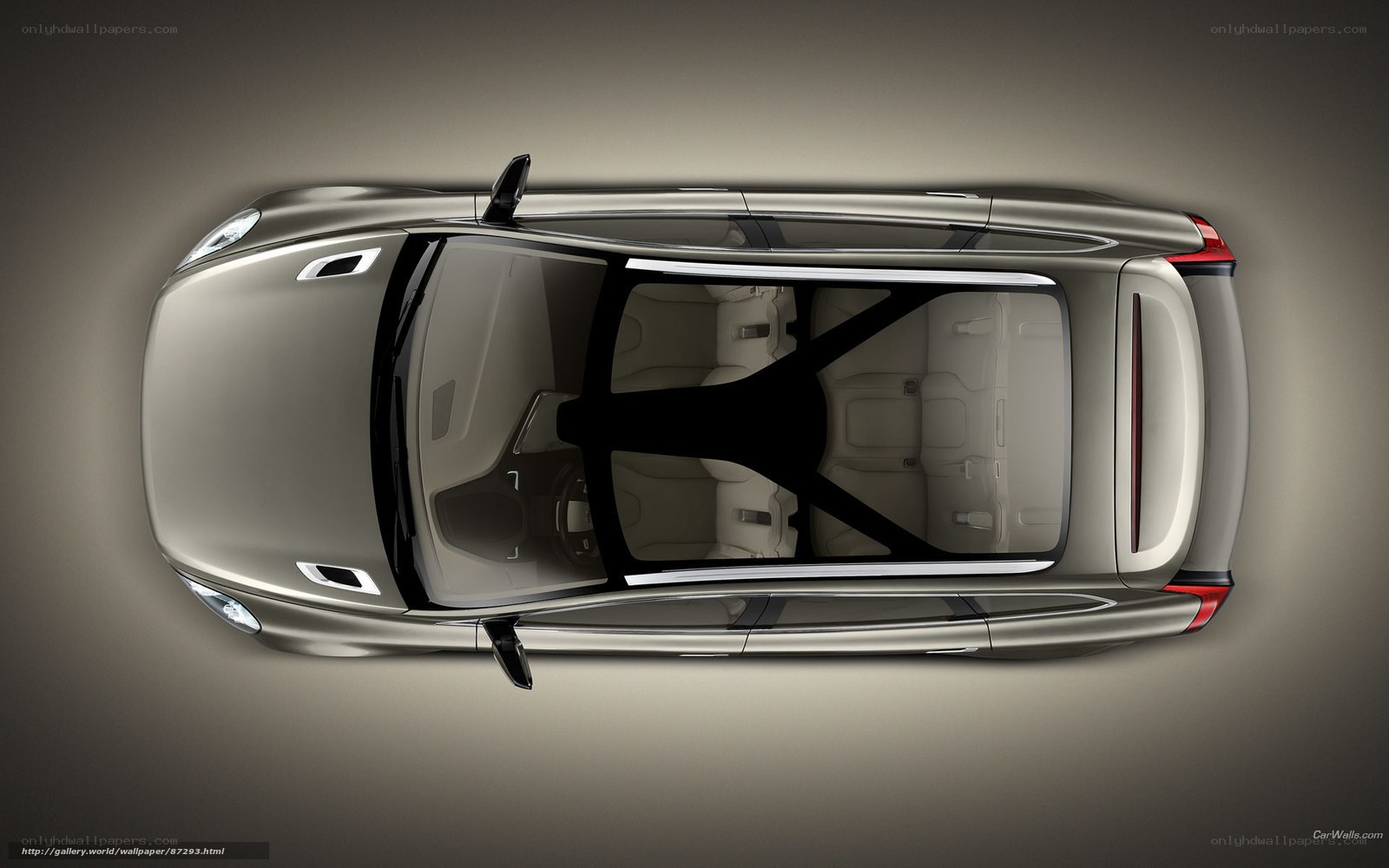 Top-down view of a luxury car