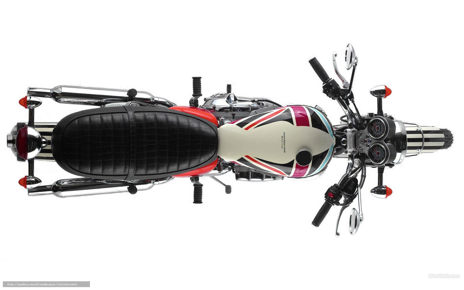 Top-down view of a motorcycle