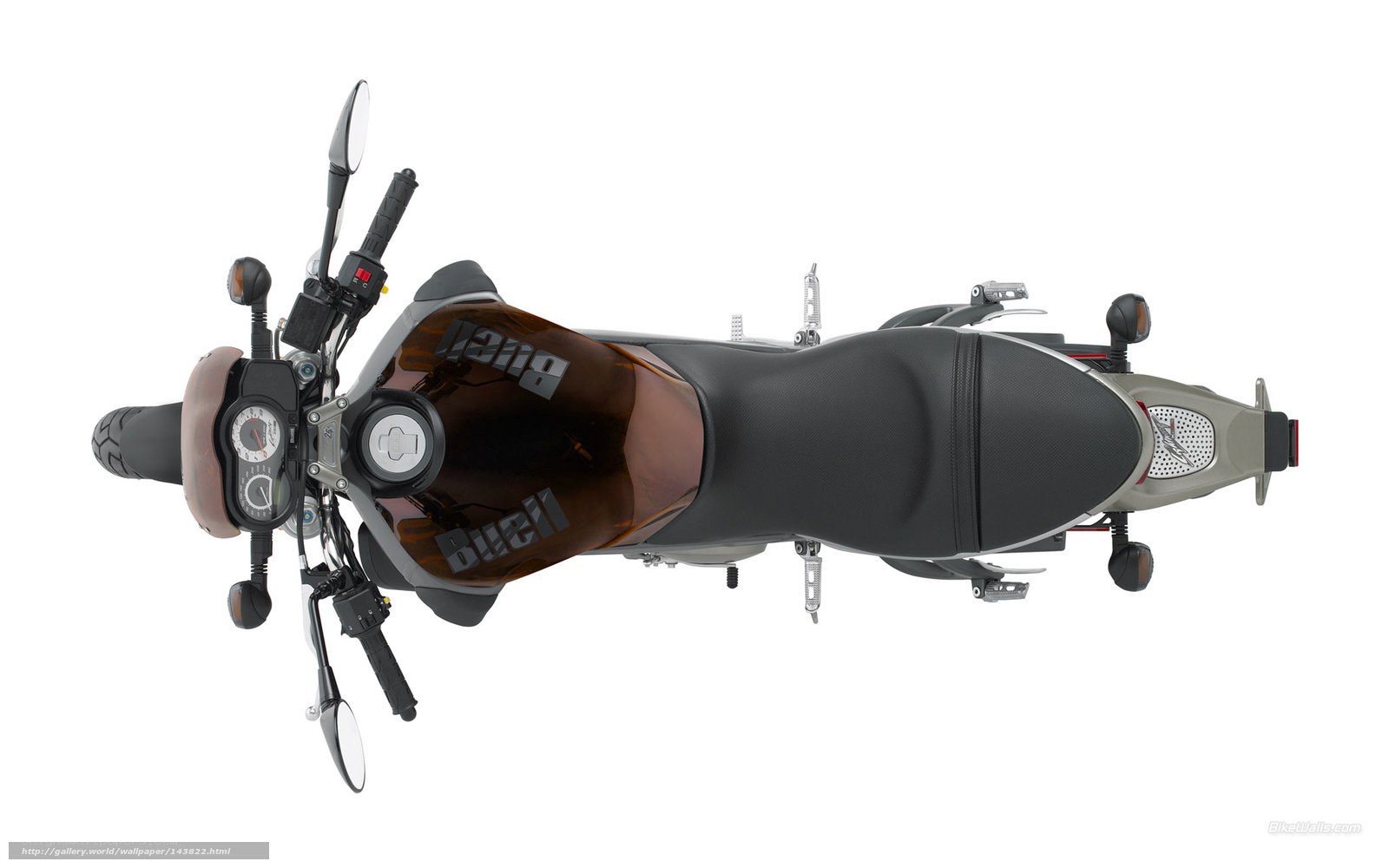 Top-down view of a motorcycle