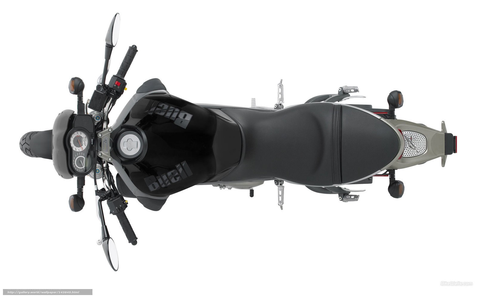 Top-down view of a motorcycle