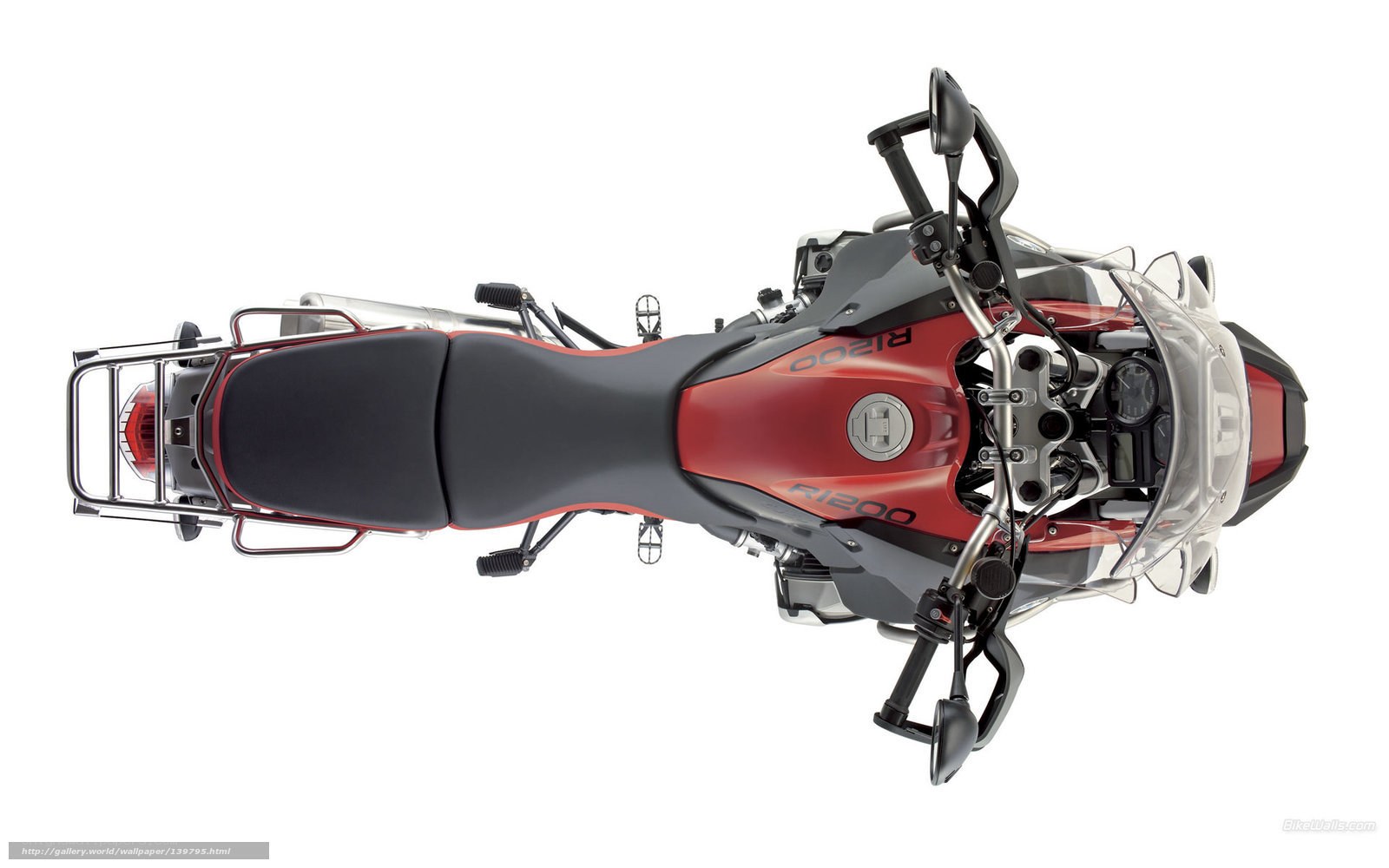 Top-down view of a motorcycle