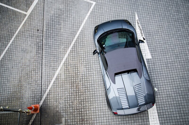 Top-down view of a parked car