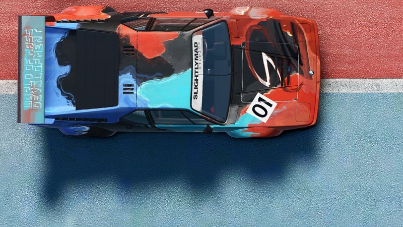 Top-down view of a race car