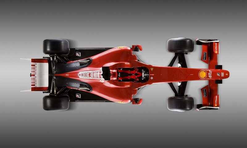 Top-down view of a red race car
