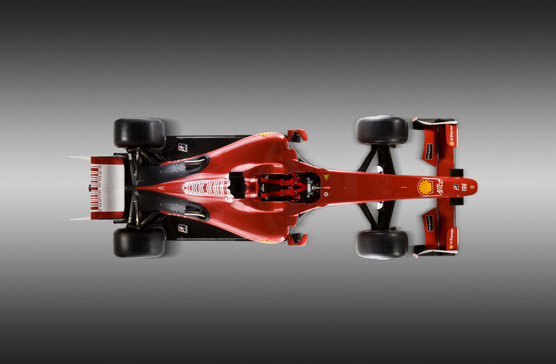 Top-down view of a red race car