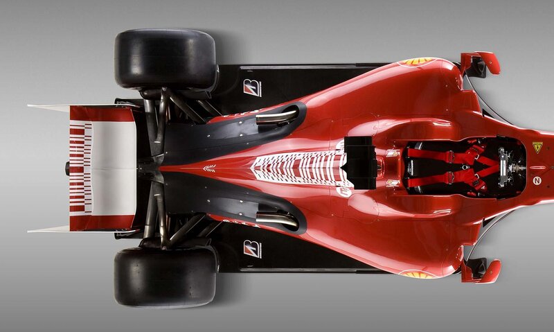 Top-down view of a red race car