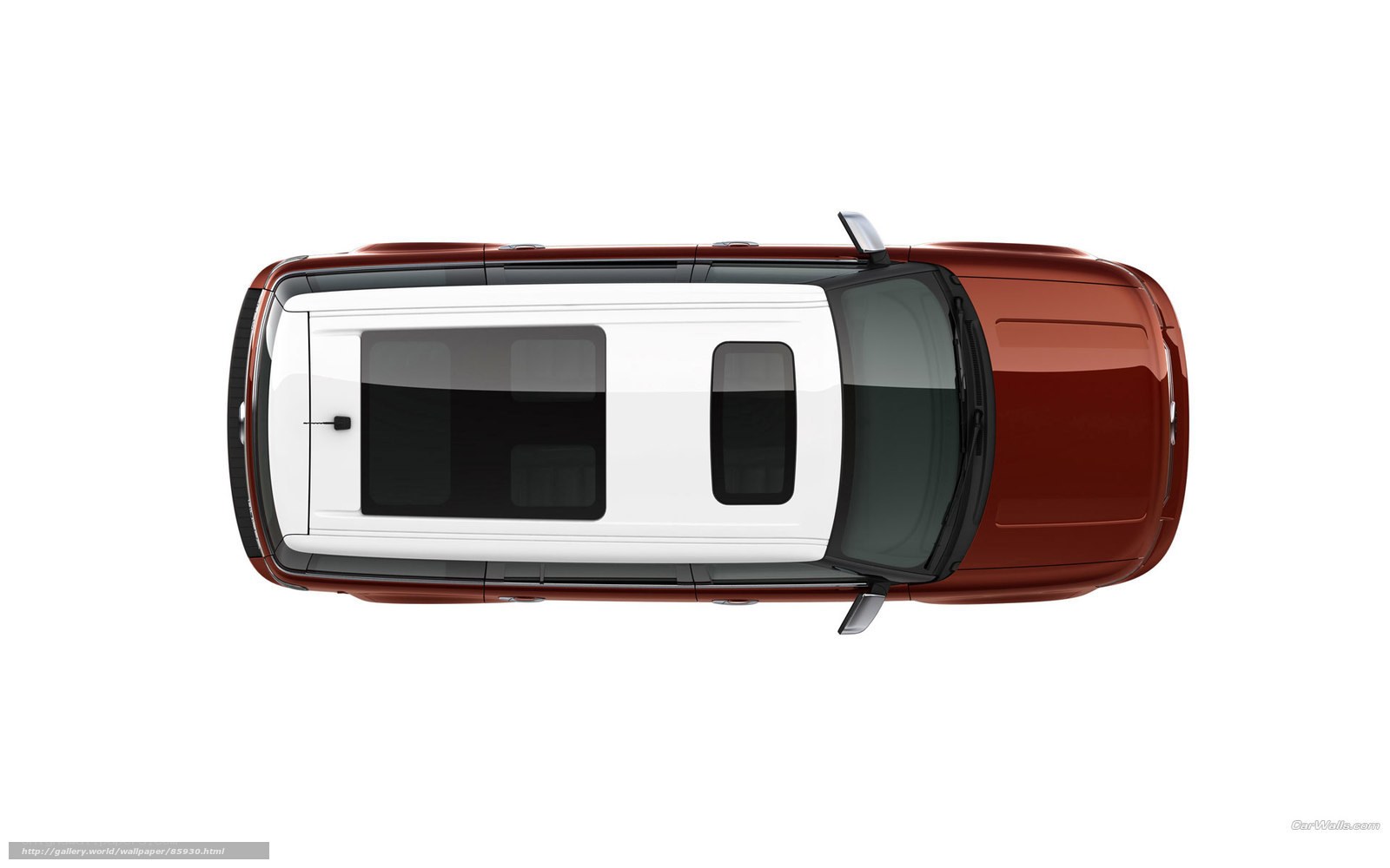 Top-down view of a red SUV