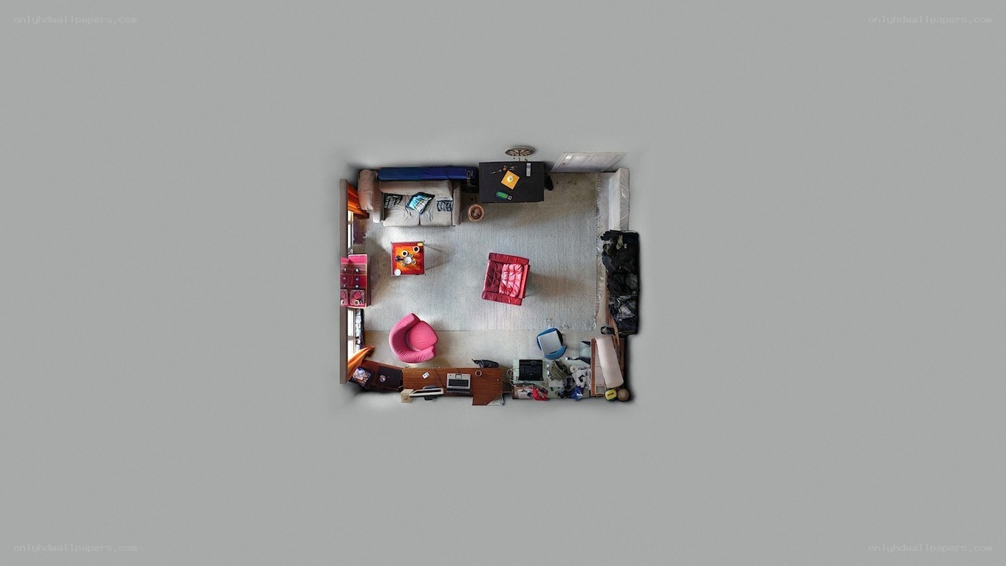 top-down view of a room