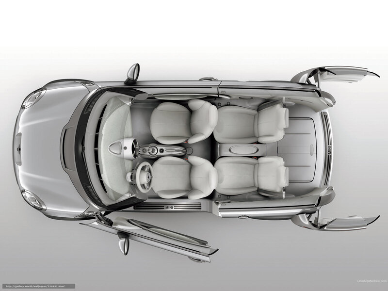 Top-down view of a silver MINI car