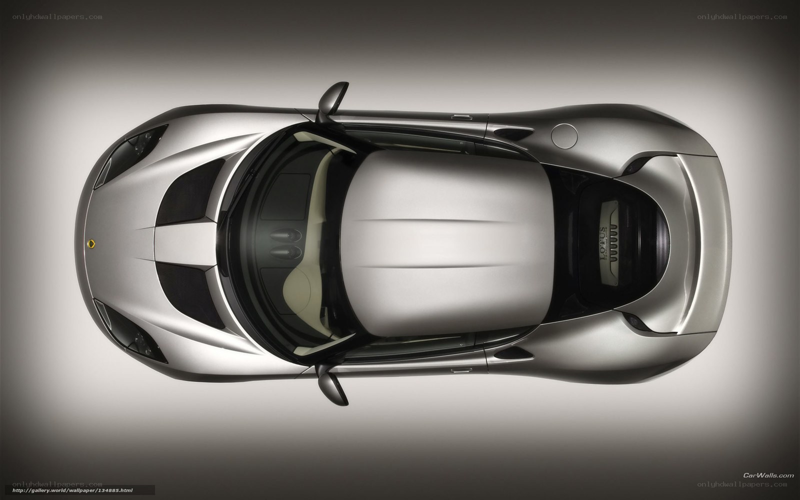Top-down view of a silver sports car