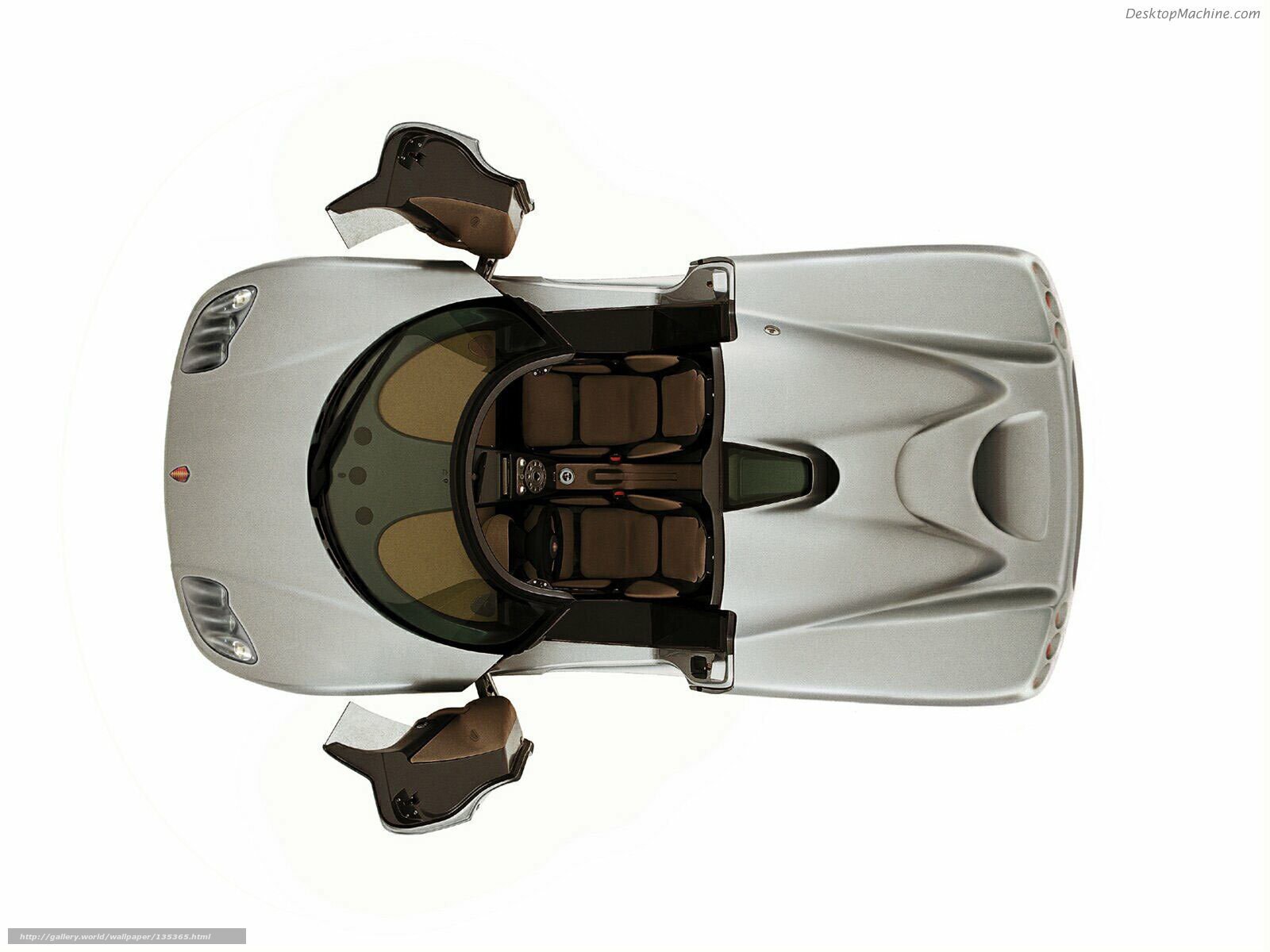 top-down view of a silver sports car