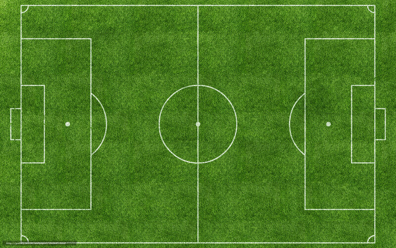 Top-down view of a soccer field
