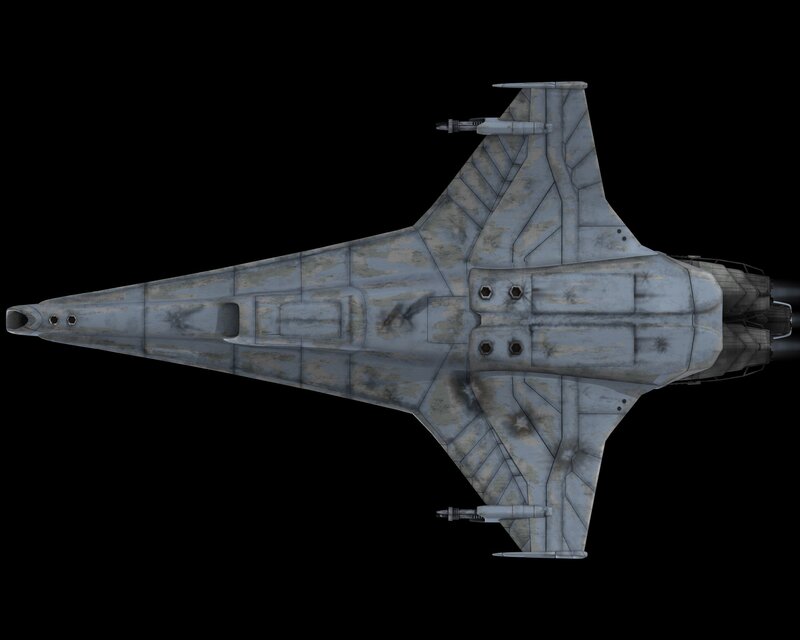 top-down view of a starfighter
