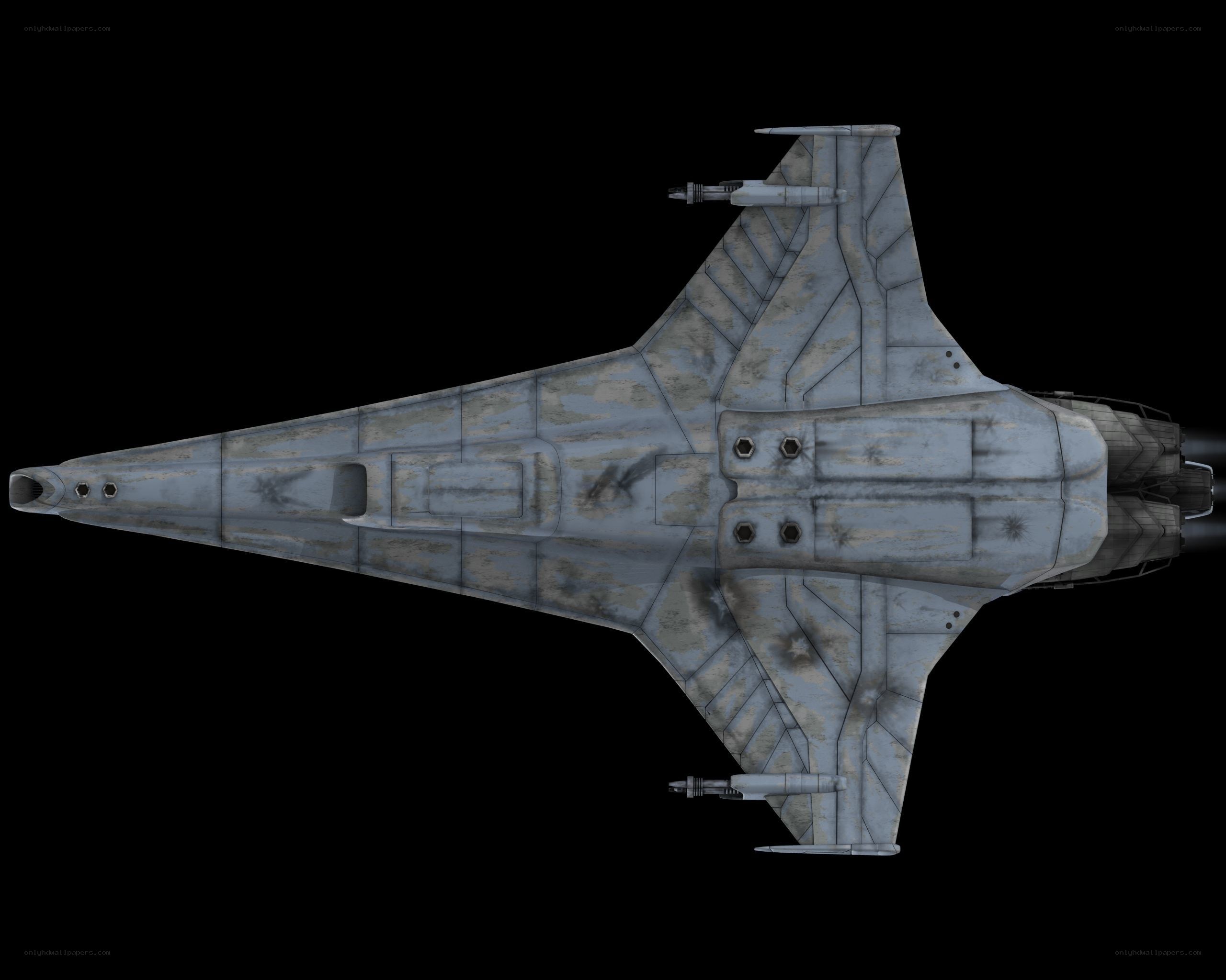 top-down view of a starfighter