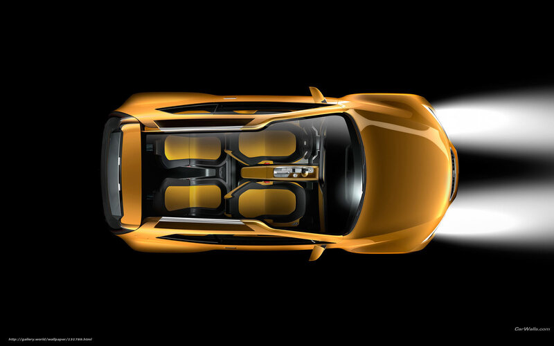 Top-down view of a yellow car