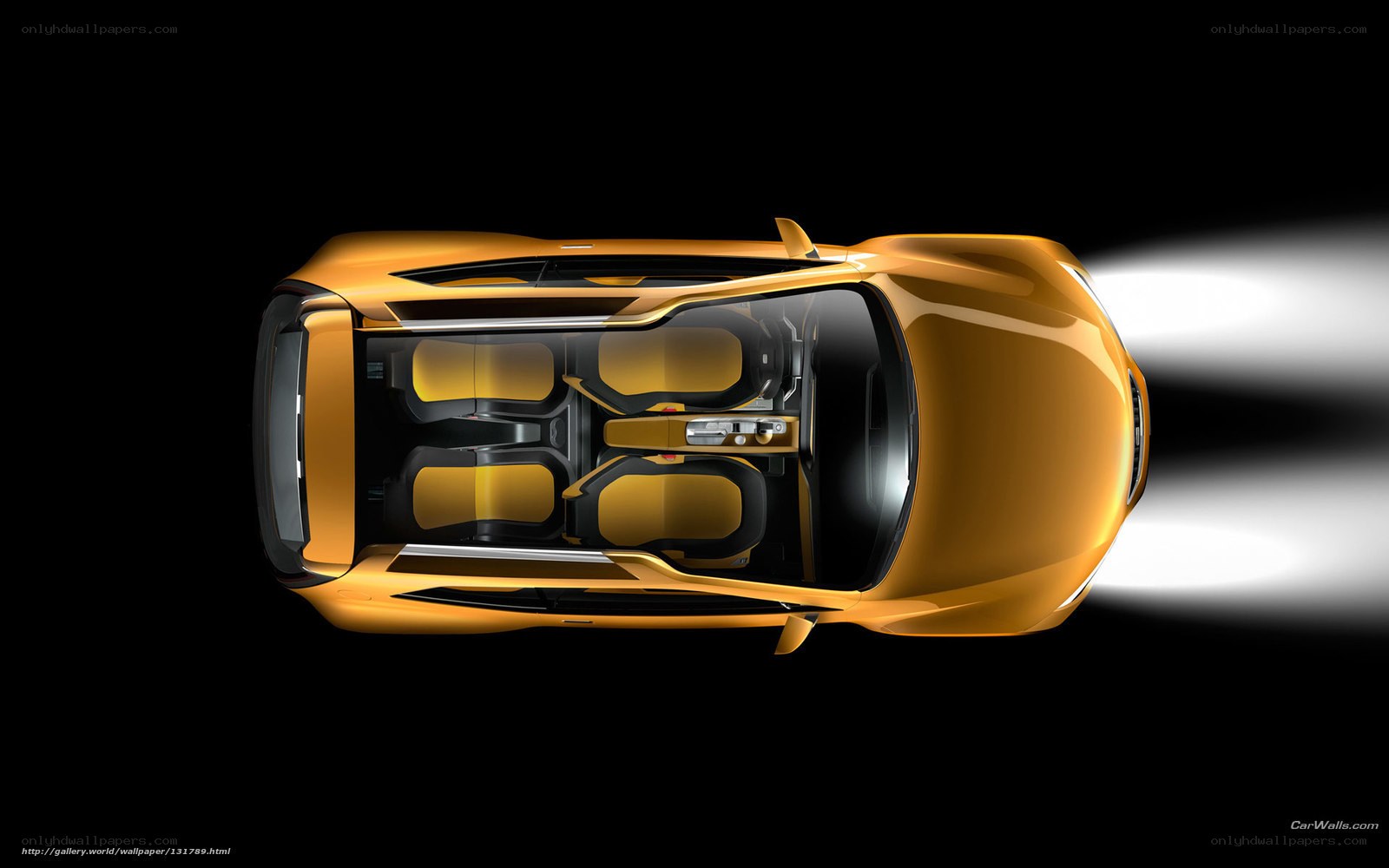 Top-down view of a yellow car
