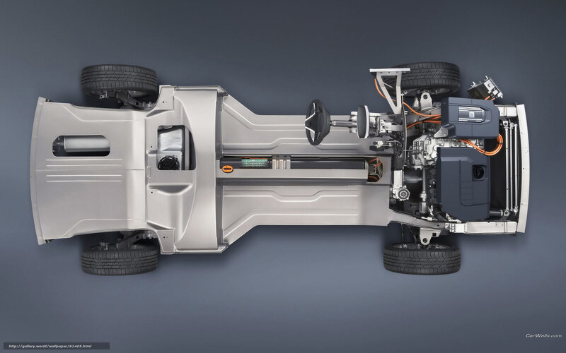 Top-down view of electric vehicle chassis