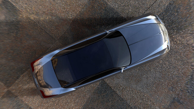Top-down view of luxury car