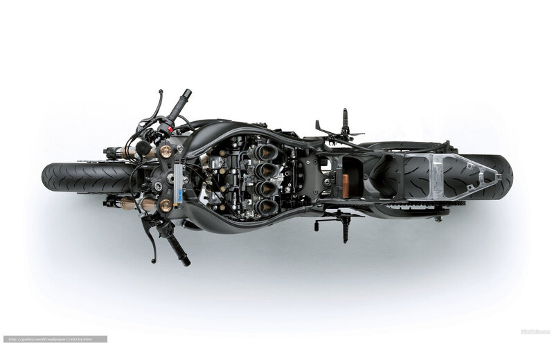 Top-down view of motorcycle engine