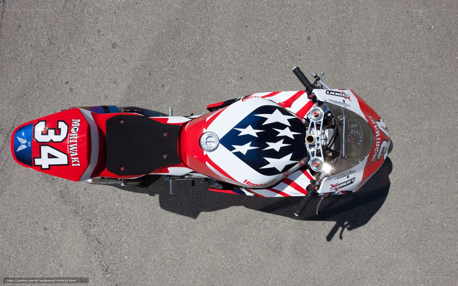 Top-down view of racing motorcycle