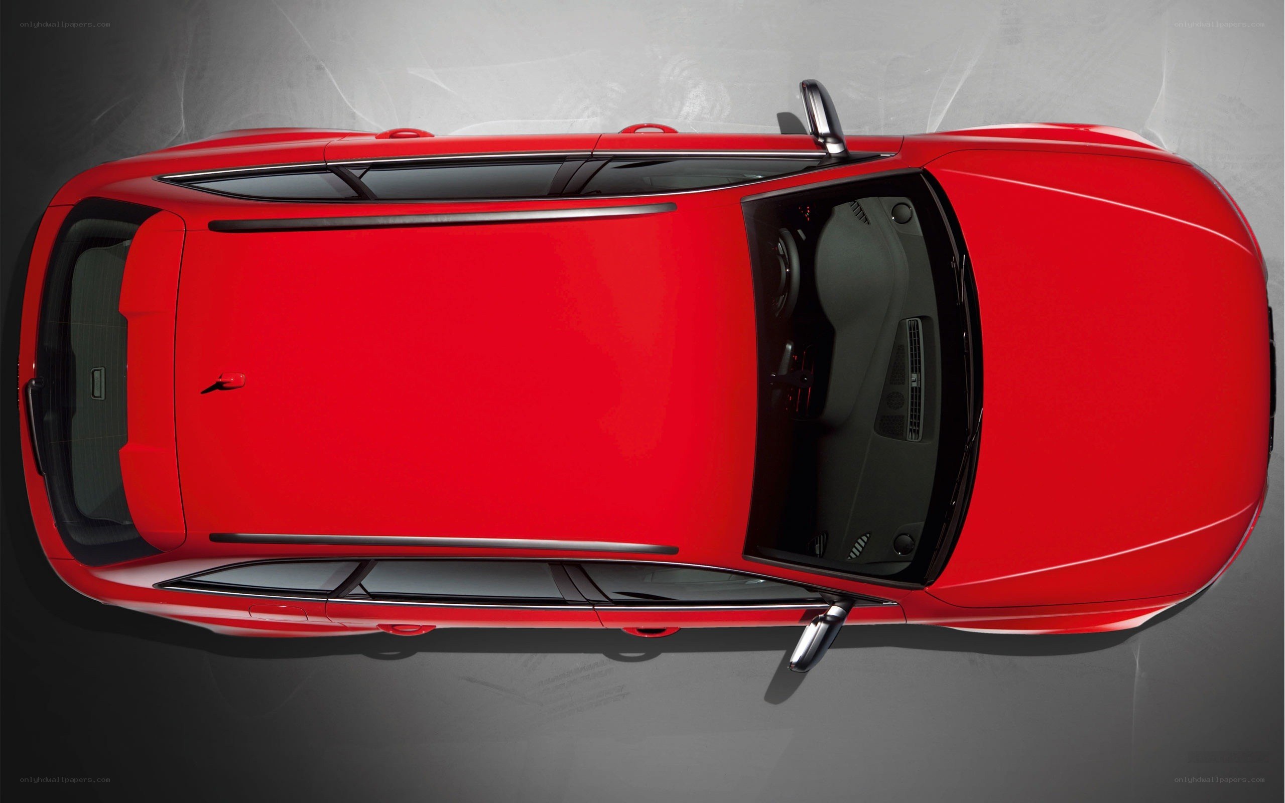 top-down view of red car