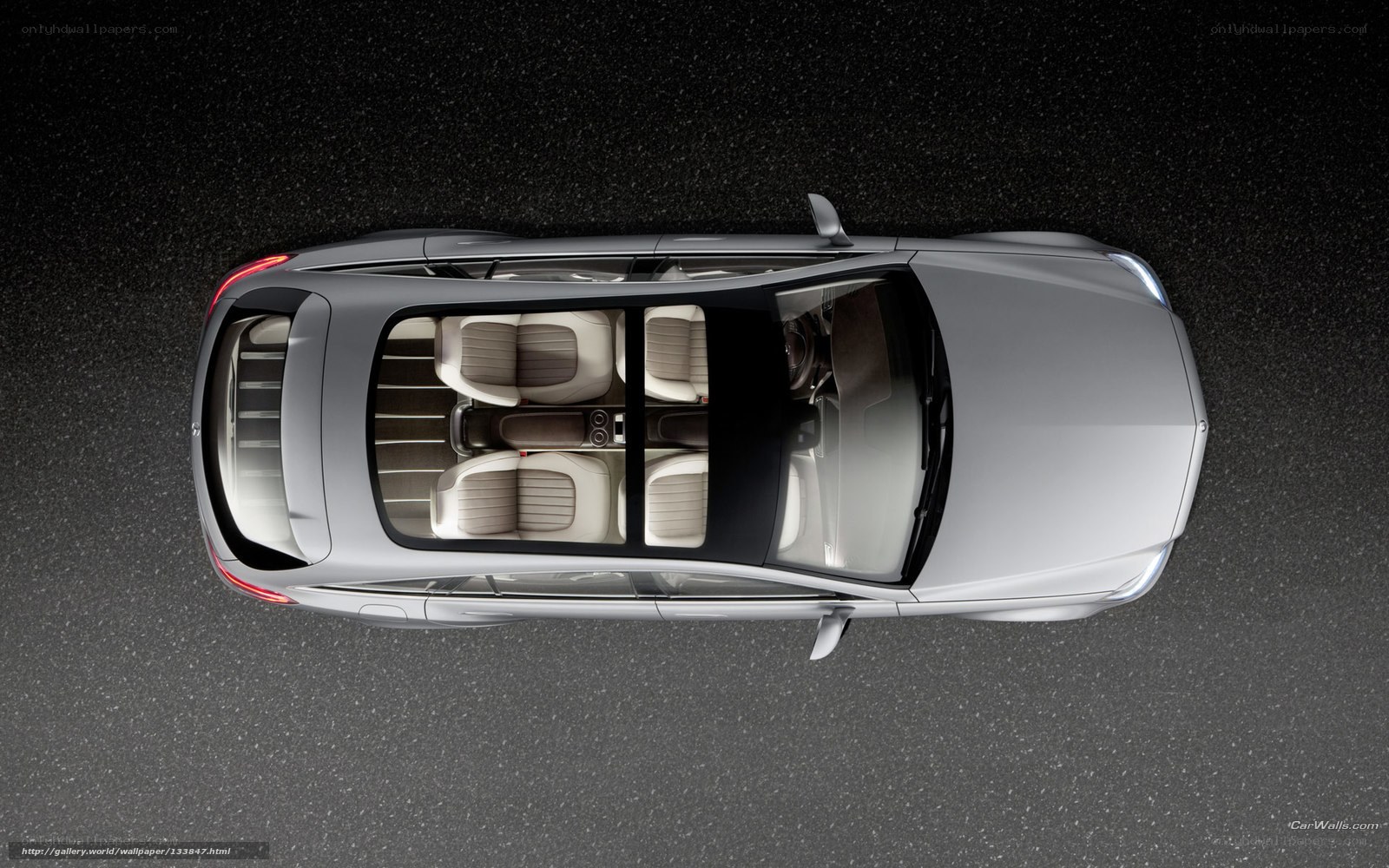 Top-down view of silver car