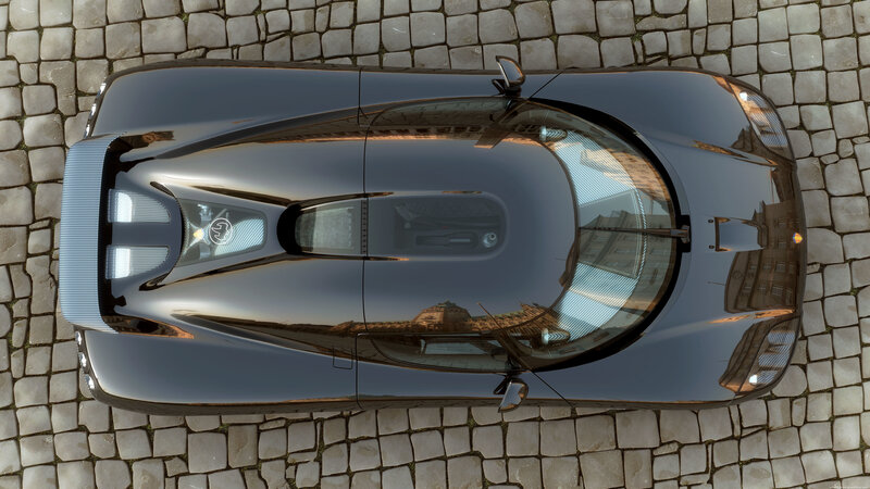 top-down view of sports car