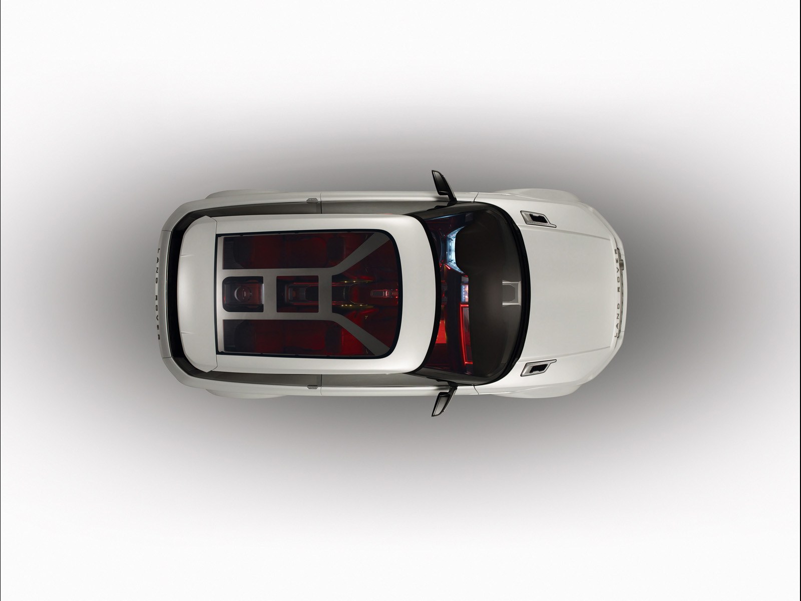 Top-down view of white SUV