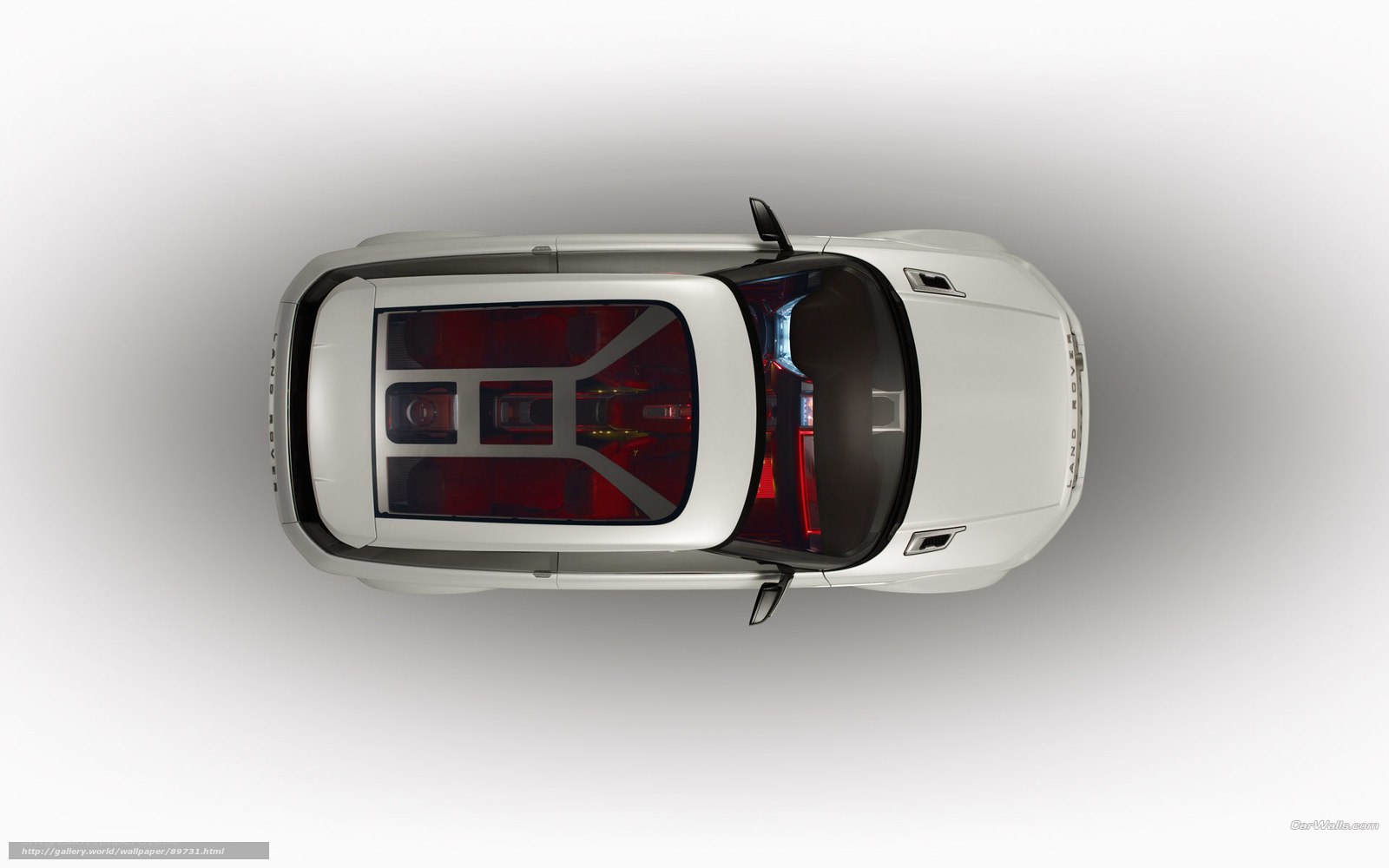 Top-down view of white SUV