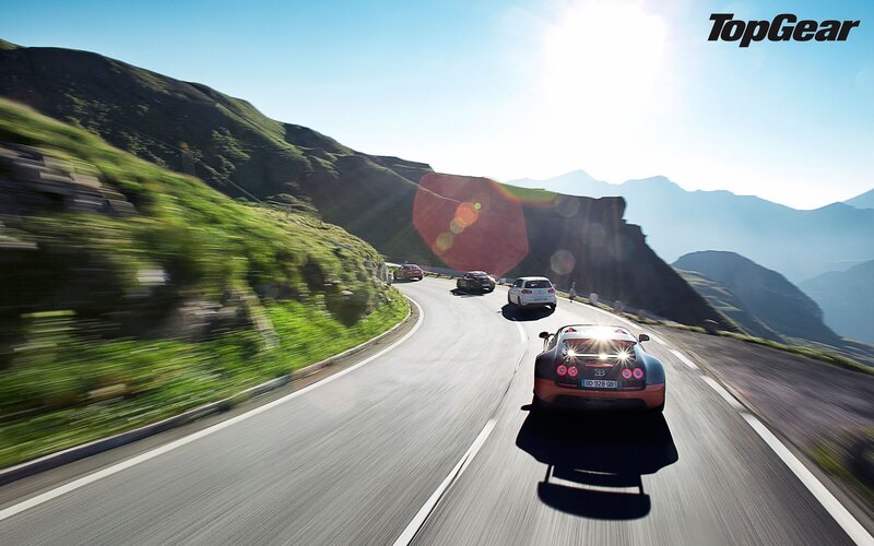 Top Gear cars on mountain road