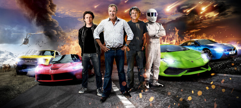Top Gear cast with supercars