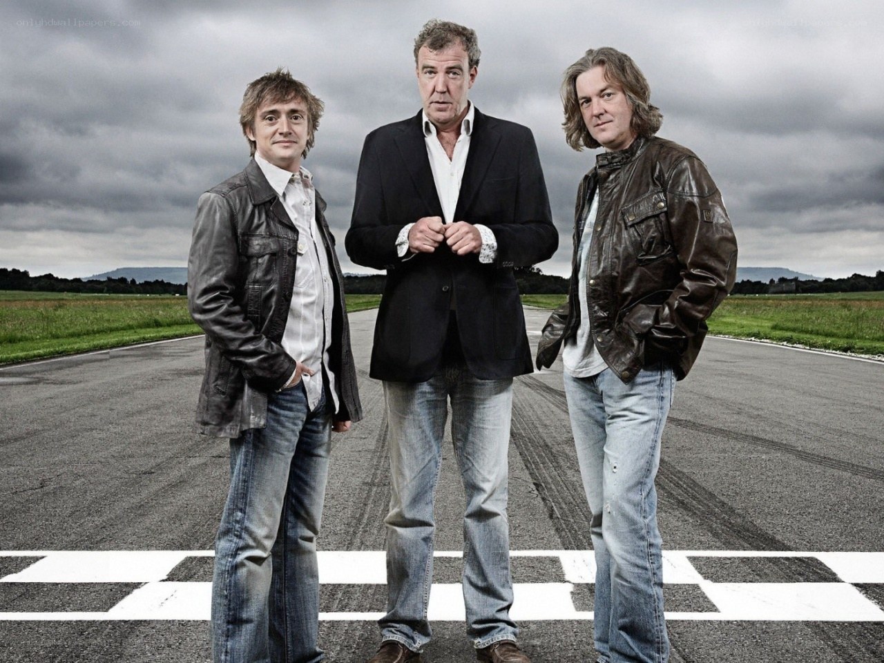 Top Gear presenters on a runway