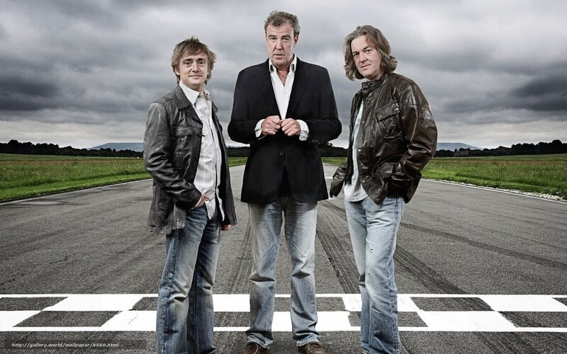 Top Gear presenters on a runway