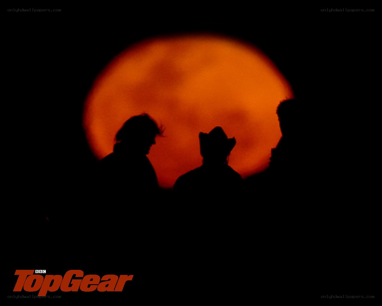 Top Gear silhouettes at sunset