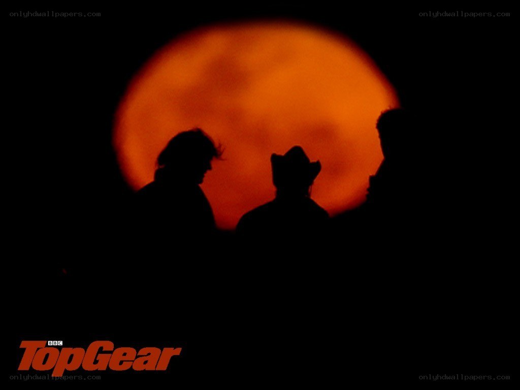 Top Gear silhouettes at sunset