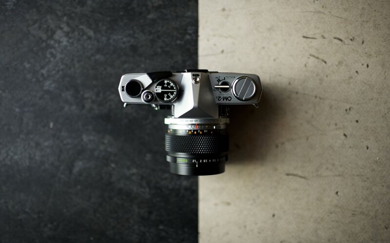 Top view of a film camera