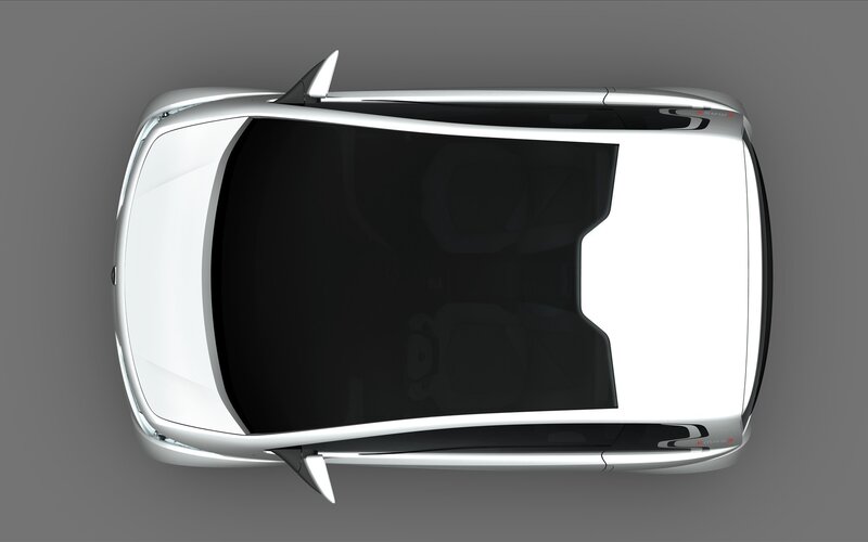 top view of white car