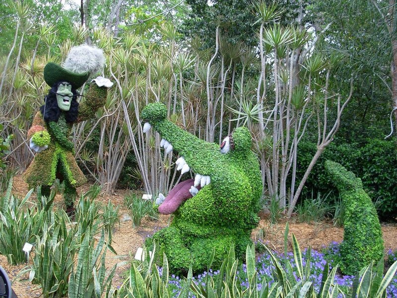 Topiary figures in a garden