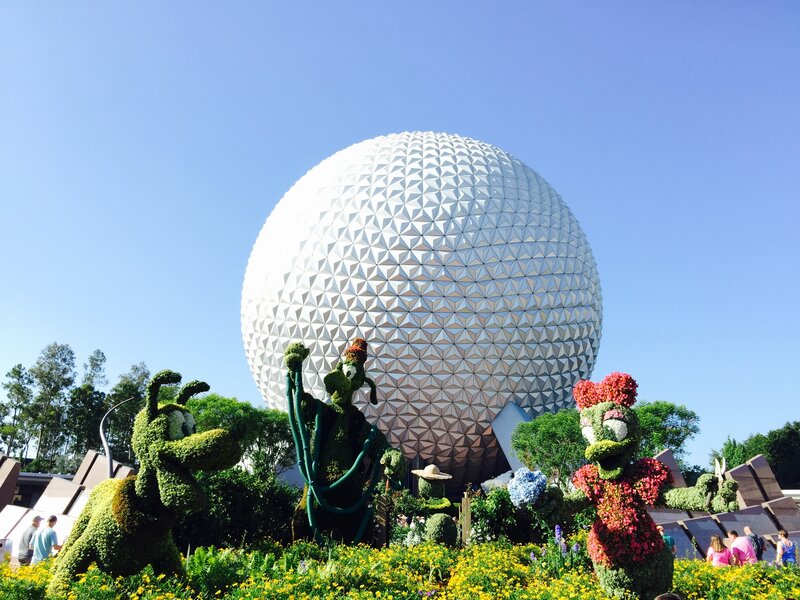 Topiary Sculptures in Front of Geosphere