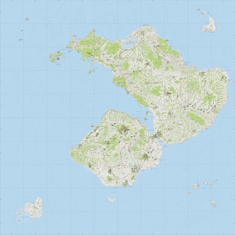 topographic map of an island