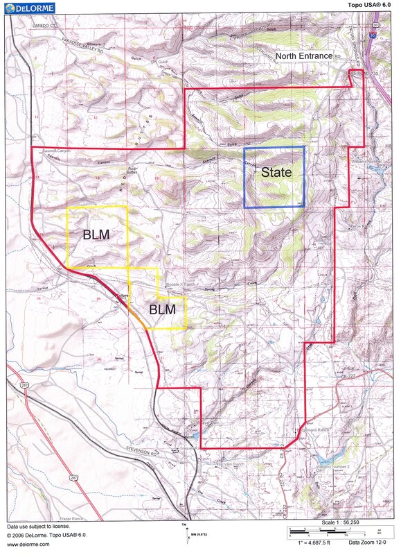 Topographic map of BLM and state land