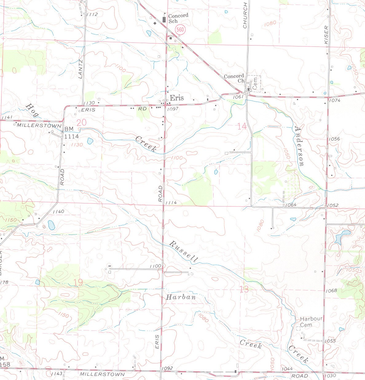 Topographic map of Eris area