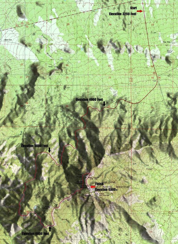 Topographic map of hiking trail