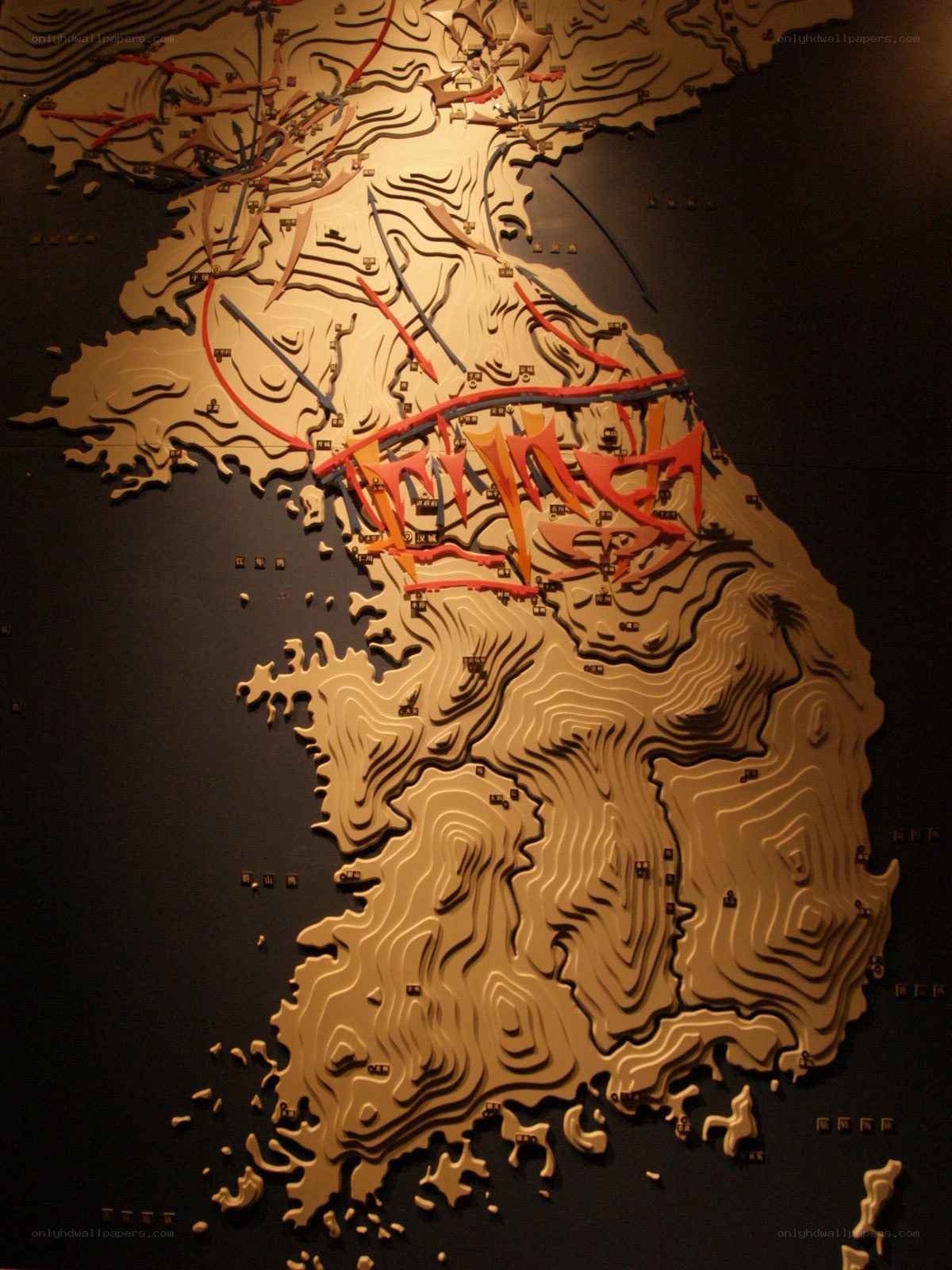 Topographic map of Korea
