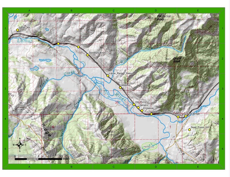 Topographic map of Lamar River area