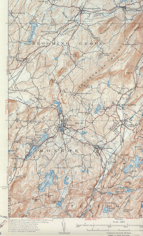 Topographic map of Monroe and surrounding areas