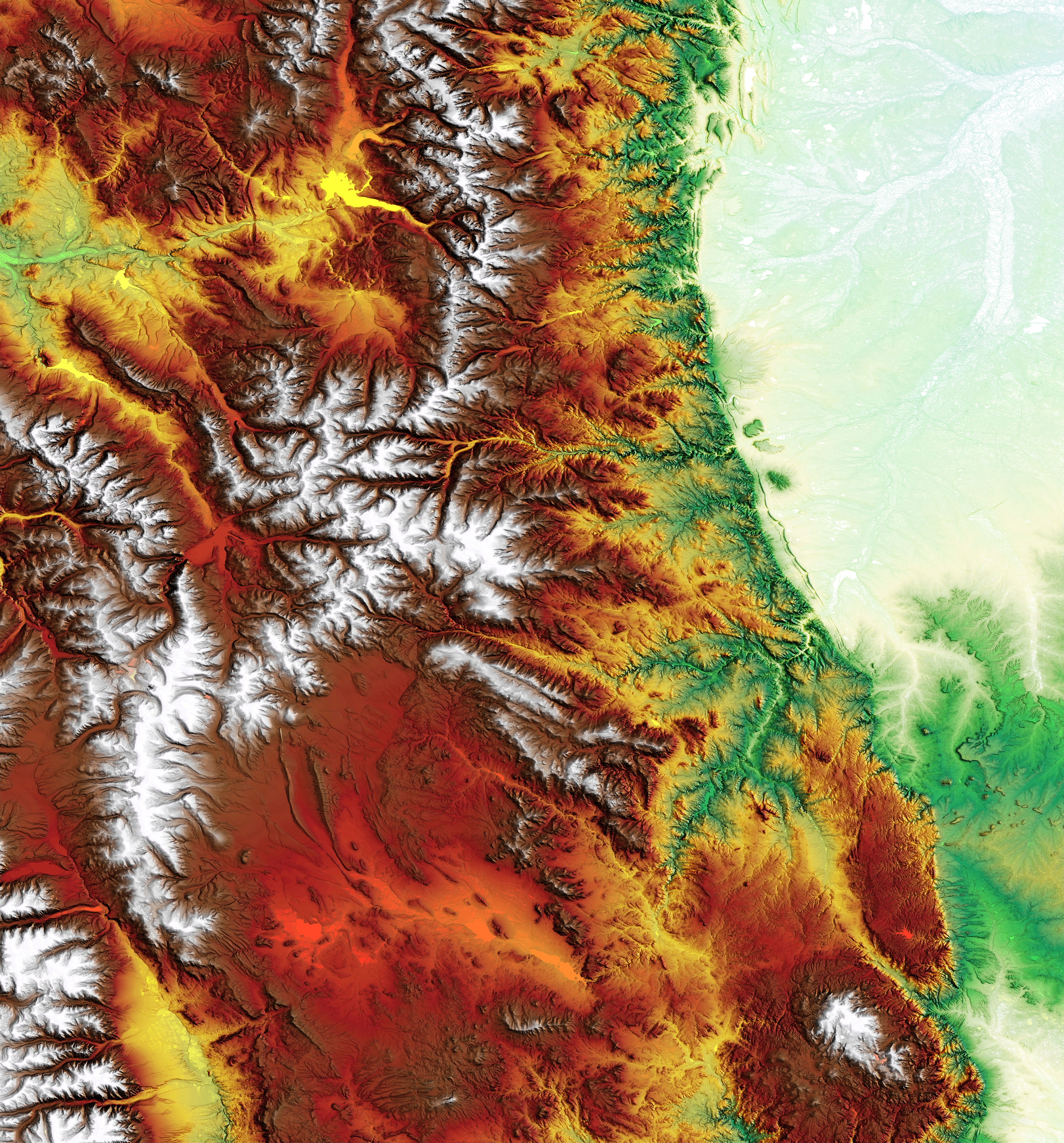 Topographic map of mountainous region