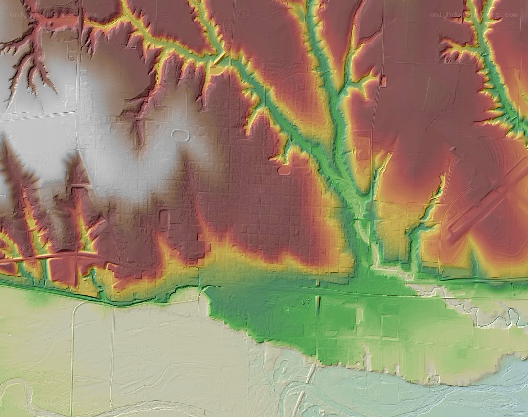 topographic map of river basin