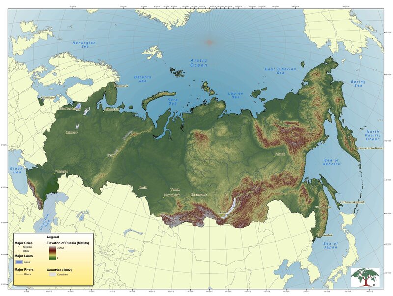 Topographic map of Russia