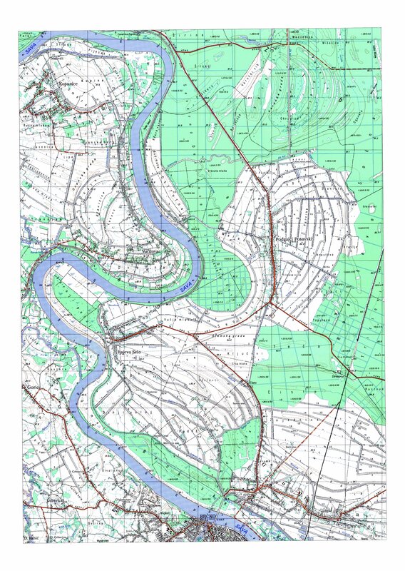 Topographic map of Sava River bend